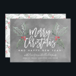 Chalky Brush Script Christmas Hollies Holiday Card<br><div class="desc">Brush script with our watercolor hollies.</div>