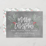 Chalky Brush Script Christmas Hollies Holiday Card<br><div class="desc">Brush script with our watercolor hollies.</div>