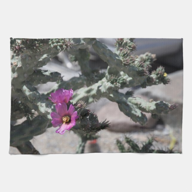 Challa Cactus in bloom  Kitchen Towel (Horizontal)