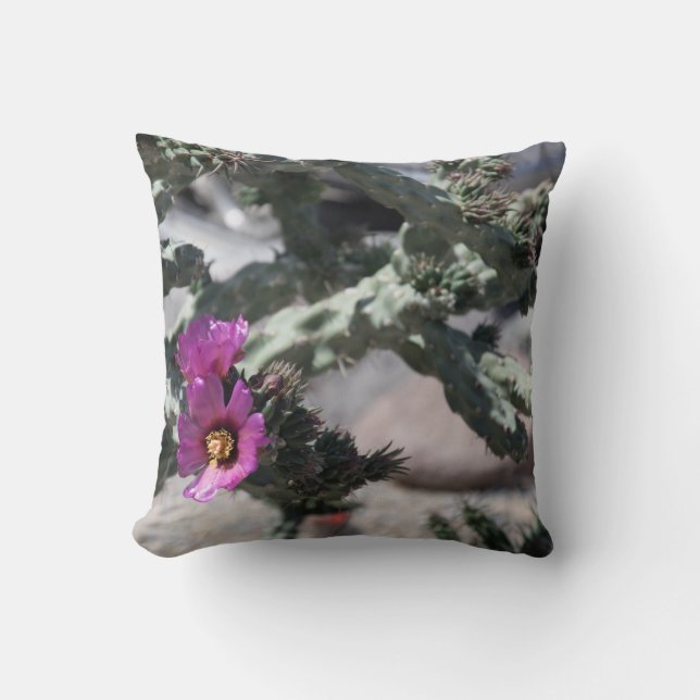 Challa Cactus in bloom  Throw Pillow (Front)