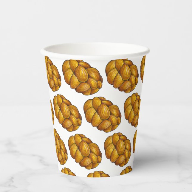 Challah Braided Jewish Bakery Bread Loaf Hanukkah Paper Cups (Front)