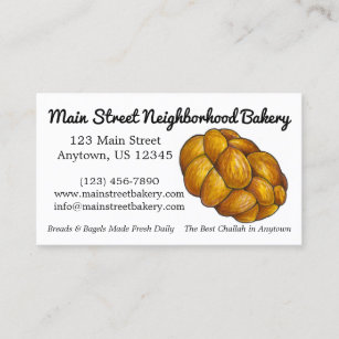 Challah Bread Bakery Baker Jewish Food Baking Cu Business Card