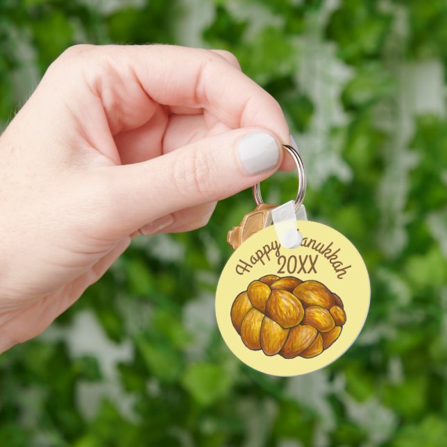 Challah Bread Happy Hanukkah Chanukah Holiday Keychain (Hand)