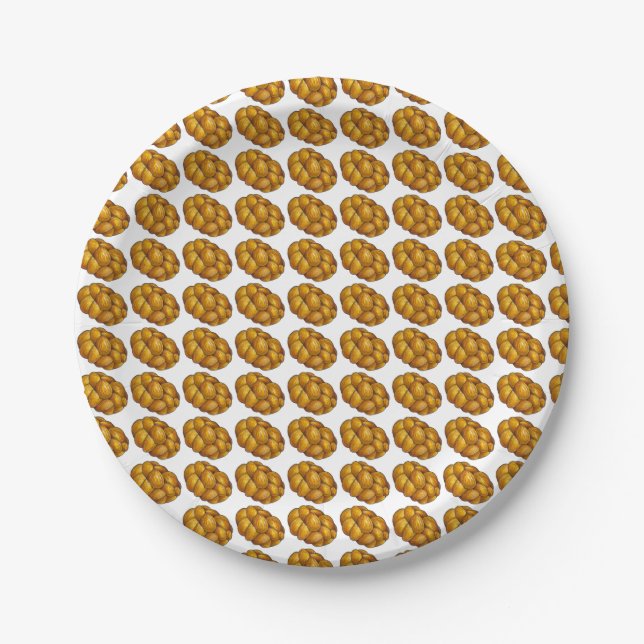 Challah Bread Loaf Happy Hanukkah Chanukah Holiday Paper Plates (Front)