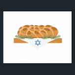 Challah Bread Postcard<br><div class="desc">The sight and smell of the challah loaves revives every Jewish soul with the reminder that Shabbat is nearby. Ring in the holidays with this design on table runners, framed embroidery and more!</div>