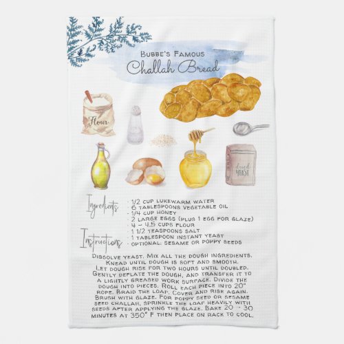 Challah Bread  Recipe Heirloom Tea Towel