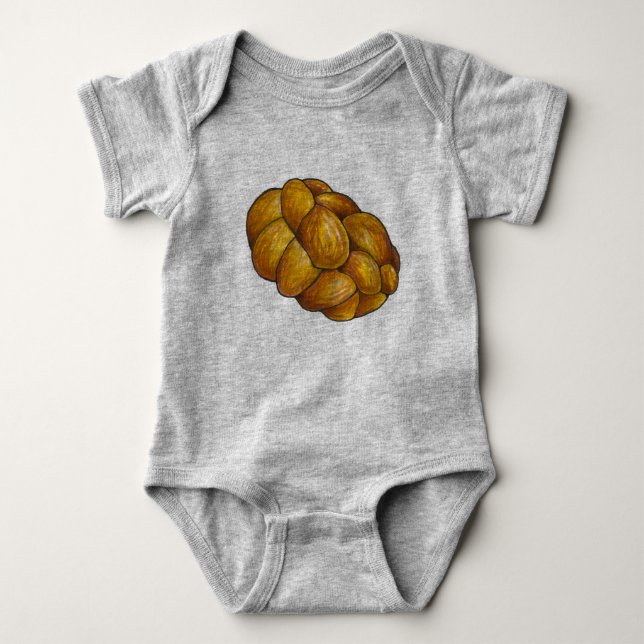 CHALLAH! Challah Bread Loaf Jewish Holidays Foodie Baby Bodysuit (Front)