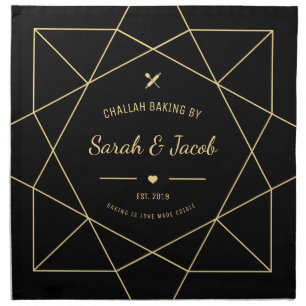 Challah Dough Cover. Clean Lines-BLACK Cloth Napkin