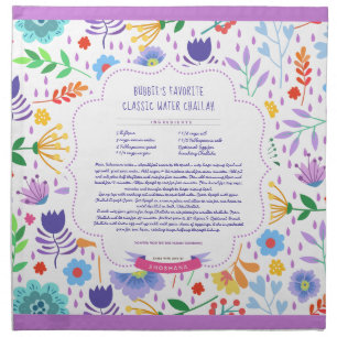 Challah Dough Cover. Print Your Own Recipe Cloth Napkin
