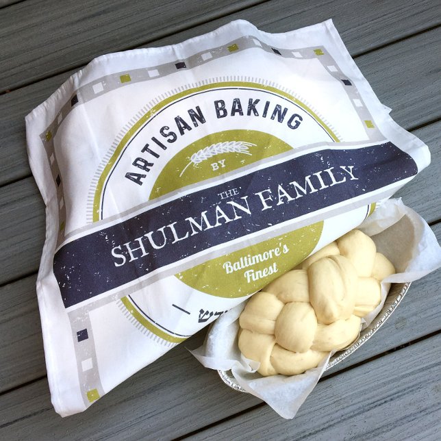 Challah Dough Cover.Rustic-Navy-Graige Cloth Napkin (Creator Uploaded)