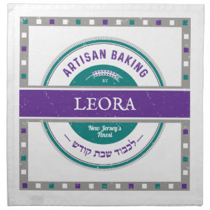Challah Dough Cover.Rustic-Teal-Purple Cloth Napkin
