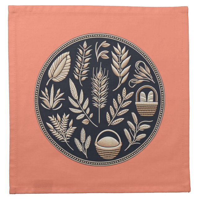  Challah Dough Cover wheat sheaves Cloth Napkin (Front)