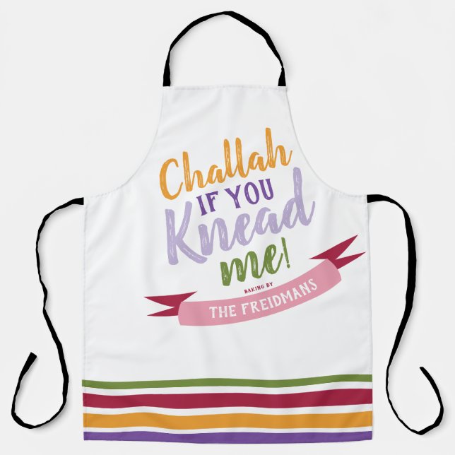 Challah if you Knead me Colorful Floral Quirky Adu Apron (Front)
