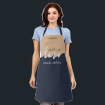 Challah is Love made Edible NAVY & TAN Script Apron<br><div class="desc">Challah is Love Made Edible. NAVY & TAN. Clean Modern Script design.Your Homemade Challah is a frame-worthy work of art. Sign your masterpiece with a flourish with this understated classy ALL-OVER PRINT APRON.. Coordinates with our matching Challah Dough Cover which you can find here: https://www.zazzle.com/collections/coordinated_apron_sets-119984004460509285 ABOUT OUR CHALLAH DOUGH COVERS:...</div>