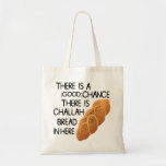 Challah Tote Bag<br><div class="desc">Challah Tote Bag - Presenting this hilarious tote bag. Featuring the message “There is a (good) chance there is Challah bread in here”. A very cool idea for a Hanukkah gift! Copyright notice: The bread image used in this product was kindly provided by the Site Free Vectors under the title...</div>
