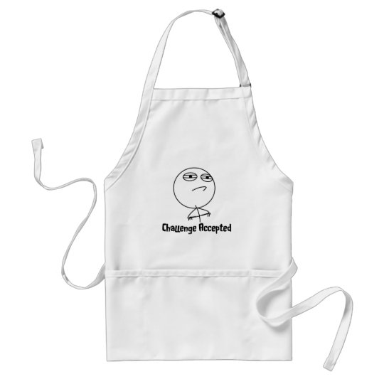 Challenge Accepted Black & White Text Adult Apron