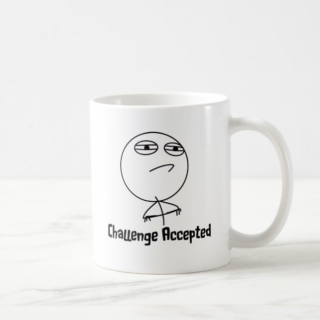 Challenge Accepted Black & White Text Coffee Mug (Right)
