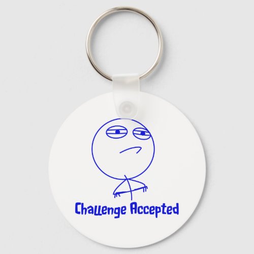 Challenge Accepted Blue  White Text Keychain