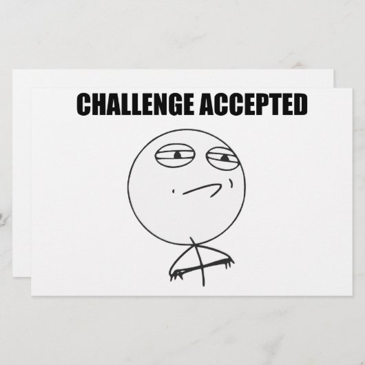 Challenge Accepted Rage Face Comic Meme (Front/Back)
