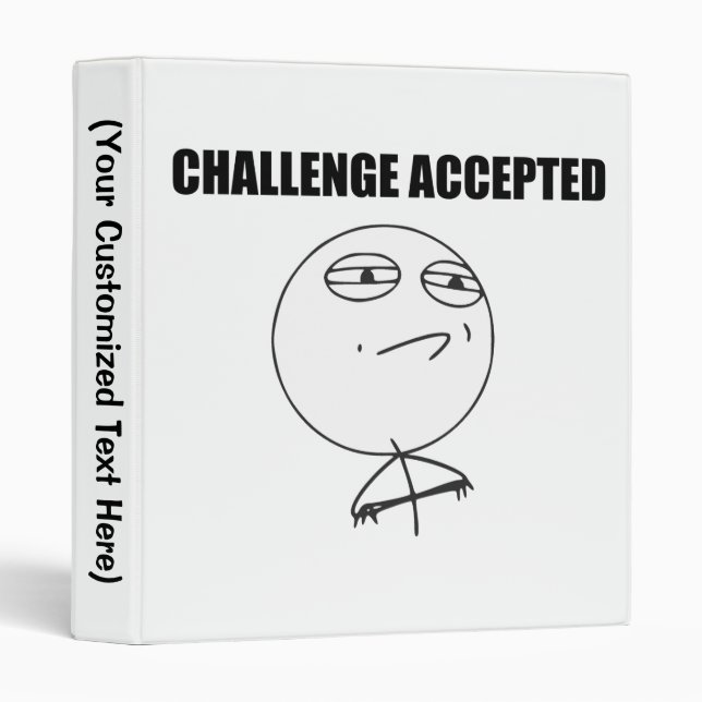 Challenge Accepted Rage Face Comic Meme 3 Ring Binder (Front/Spine)