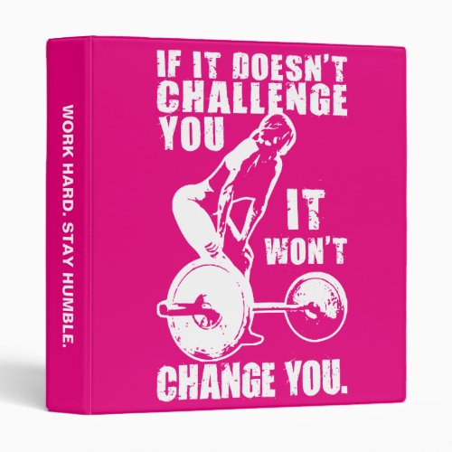 CHALLENGE and CHANGE Womens Workout Motivational 3 Ring Binder