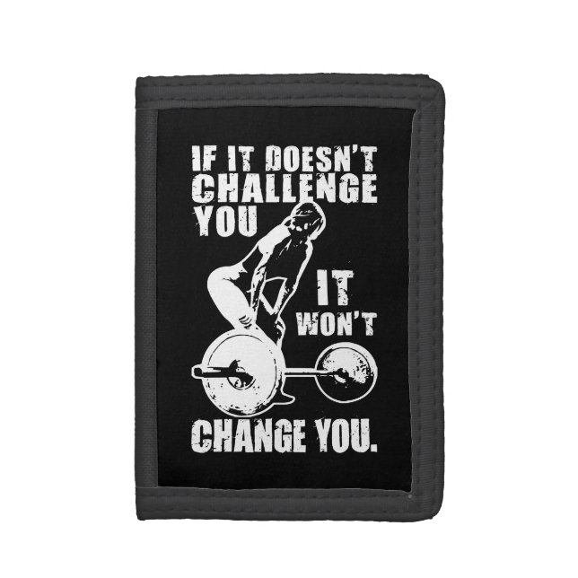 CHALLENGE and CHANGE. Women's Workout Motivational Trifold Wallet (Front Vertical)
