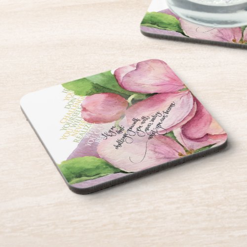 Challenge Motivational Quote Floral 6 Hard Plastic Beverage Coaster