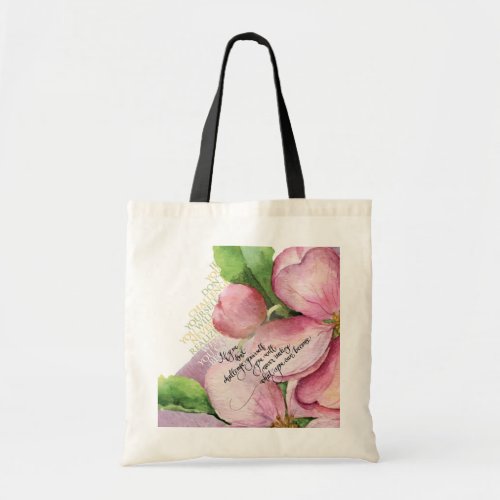 Challenge Yourself Floral Motivational Quote Tote Bag