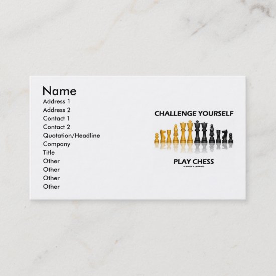 Challenge Yourself Play Chess (Chess Attitude) Business Card