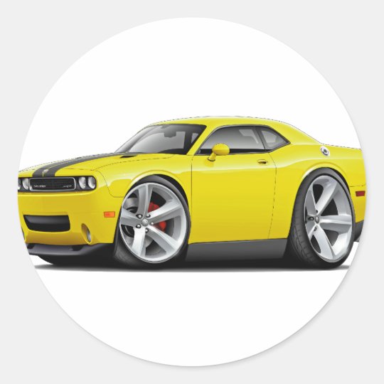 Challenger SRT8 Yellow-Black Car Classic Round Sticker