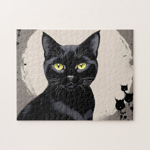 Challenging 252-Piece Black Cat Jigsaw Puzzle