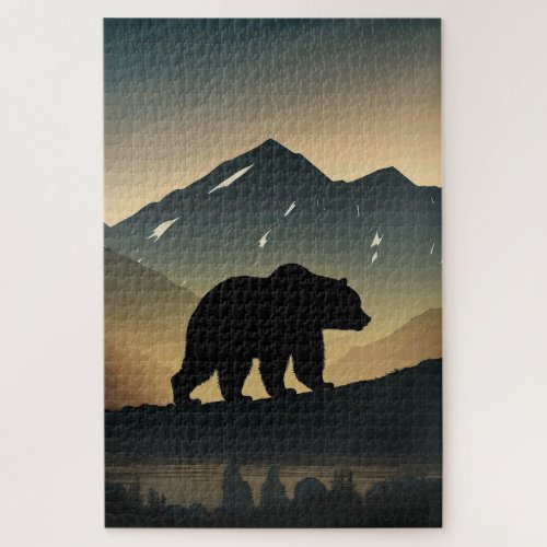 Challenging Black Bear Silhouette in Mountains Jigsaw Puzzle