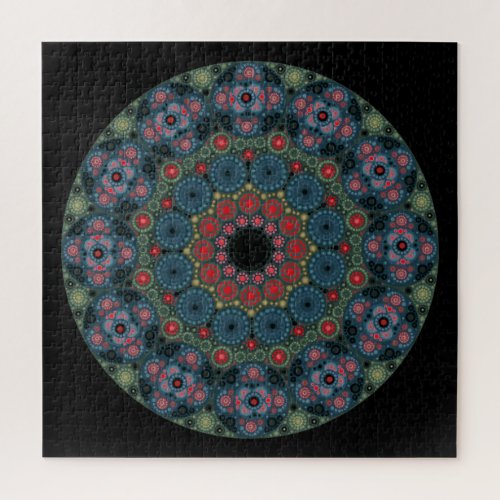 Challenging Green and Red Mandala Puzzle