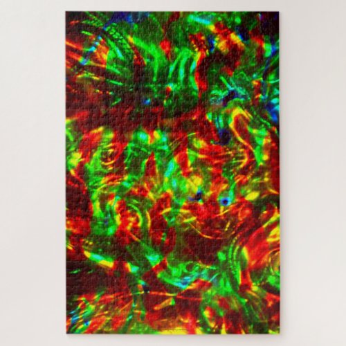 Challenging Lime Green Red Holographic Puzzles