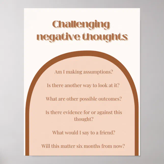 Challenging Negative Thoughts CBT Therapy Poster | Zazzle