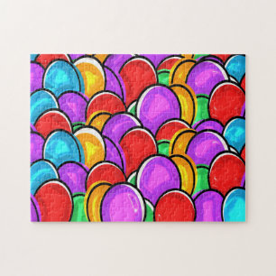 Challenging Personalized Colorful Easter Eggs Jigsaw Puzzle