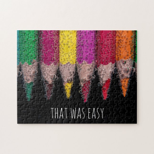 Challenging Personalized Colorful Pencil Crayons Jigsaw Puzzle (Horizontal)