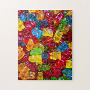 Challenging Rainbow Gummy Bear Candy Photo Jigsaw Puzzle