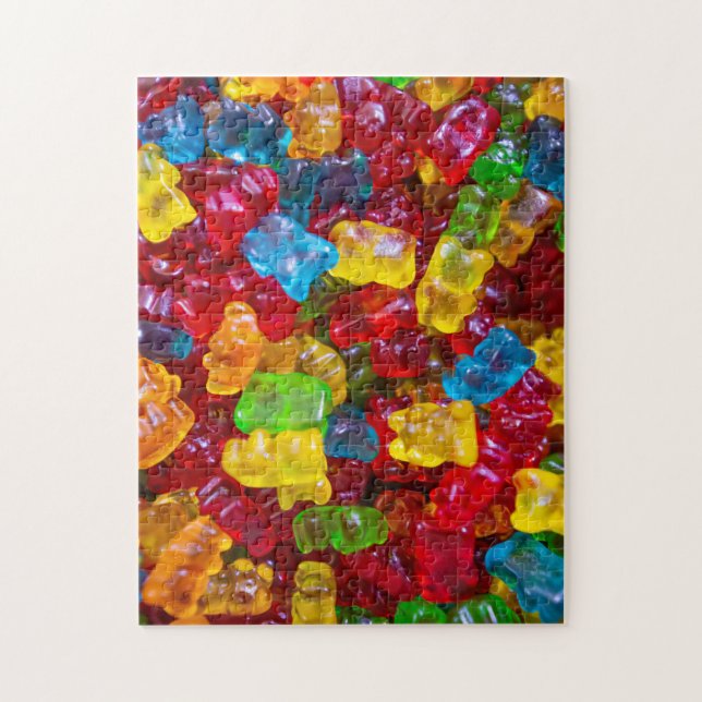 Challenging Rainbow Gummy Bear Candy Photo Jigsaw Puzzle (Vertical)