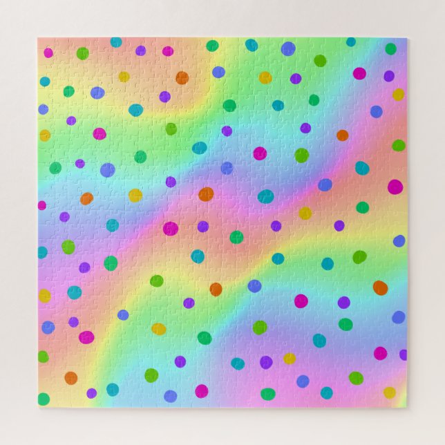 Challenging Rainbow Puzzle with Polka Dots (Vertical)