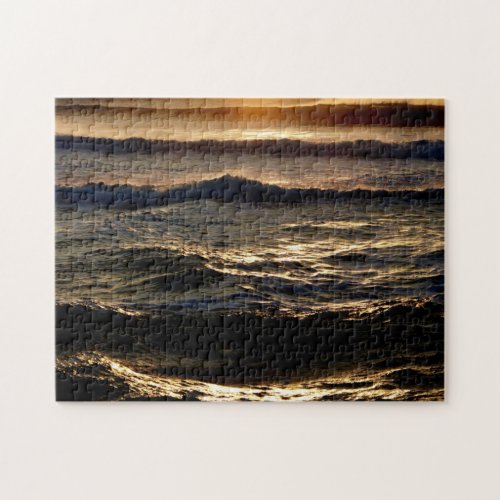 Challenging Sunset On Ocean Waves Fun Puzzle