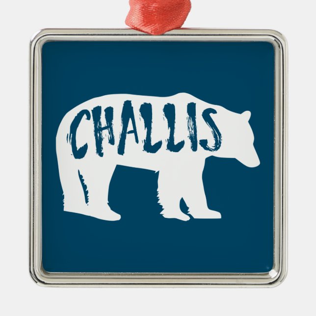 Challis Idaho Bear Metal Ornament (Front)