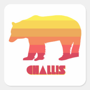 Challis Idaho Rainbow Bear Square Sticker