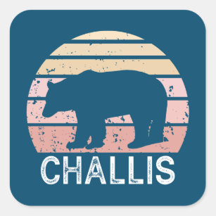 Challis Idaho Retro Bear Square Sticker