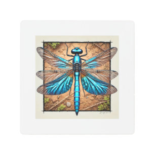 Chalybeothemis Dragonfly 210824IREF213 - Watercolo Metal Print
