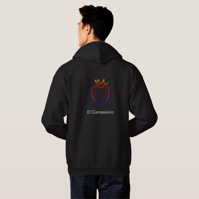 Chamarra para hombre, fresa elegante negro hoodie (Back Full)