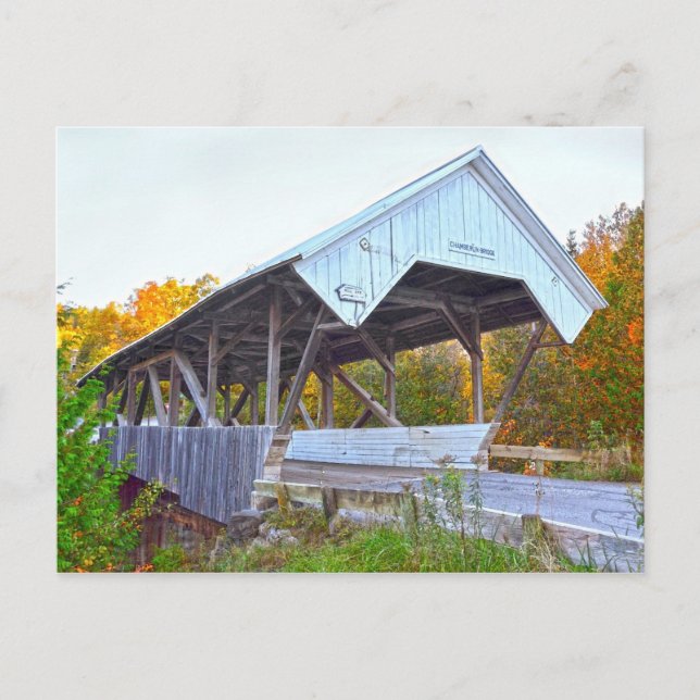 Chamberlin Mill Covered Bridge In Vermont Postcard (Front)