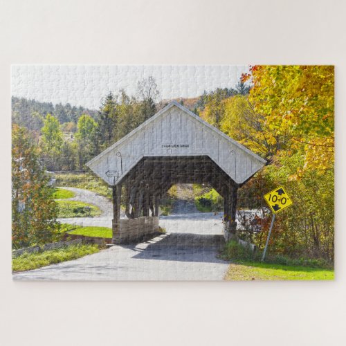 Chamberlin Mill Covered Bridge, Lyndon, Vermont Jigsaw Puzzle