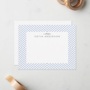 Chambray Blue Triangle Striped Personalized Note Card