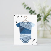 Chambray Color Block Bodysuit Boy Baby Shower Invitation (Standing Front)